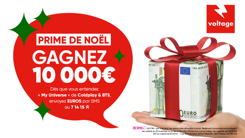 Prime de Noël : gagnez 10 000€ cash avec Voltage